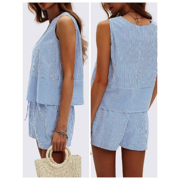 **EXLURA** Women's Summer 2 Piece Outfit Shorts & Top Medium NWT - Picture 3 of 5